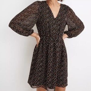 NEVER WORN Madewell Georgette Button-Front Mini Dress in Adorable Ditsy XS